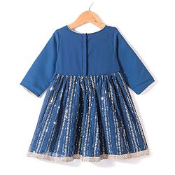 Babyhug Three Fourth Sleeves Sequenced Kurti with Salwar and Dupatta Set - Teal Blue