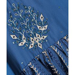 Babyhug Three Fourth Sleeves Sequenced Kurti with Salwar and Dupatta Set - Teal Blue