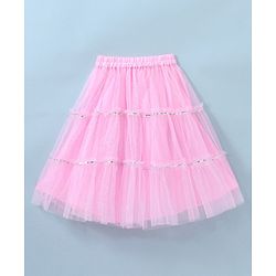Babyhug Sleeveless Floral Embroided Choli with Shimmer Net Lehenga and Dupatta Set - Pink