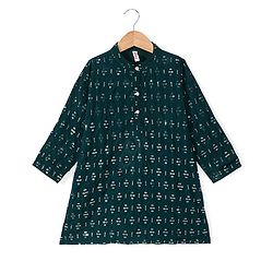 Babyhug Woven Full Sleeves Embroidered Kurta & Dhoti Set - Green