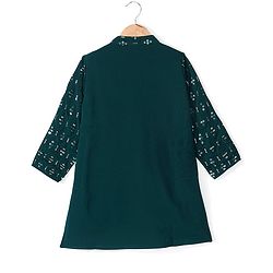 Babyhug Woven Full Sleeves Embroidered Kurta & Dhoti Set - Green