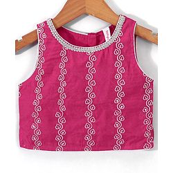 Babyhug Sleeveless Embroidered Choli with Embroidered Lehenga and Dupatta - Aqua Blue