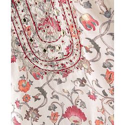Babyhug Three Forth Sleeve Kurti Sharara And Dupatta With Print Floral Embroidery - Pink & White