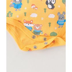 Babyhug 100% Cotton Knit Full Sleeves Striped & Fox Printed Onesies Pack of 3 - Yellow & Blue