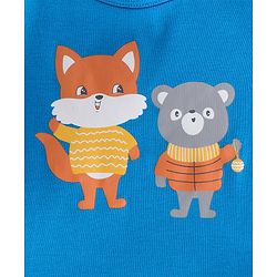 Babyhug 100% Cotton Knit Full Sleeves Striped & Fox Printed Onesies Pack of 3 - Yellow & Blue