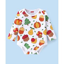 Babyhug 100% Cotton Knit Full Sleeves Fruity Printed Onesies Pack of 3 - Multicolour