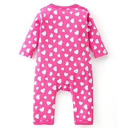 Babyhug 100% Cotton Knit Full Sleeves Text & Heart Printed Rompers Pack of 2 - Pink & Navy