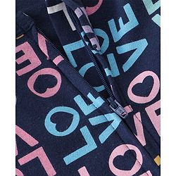 Babyhug 100% Cotton Knit Full Sleeves Text & Heart Printed Rompers Pack of 2 - Pink & Navy