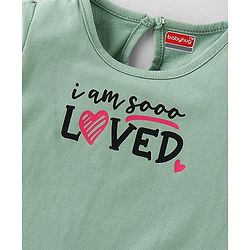 Babyhug Cotton Knit Full Sleeves Text Graphics T-Shirt - Olive