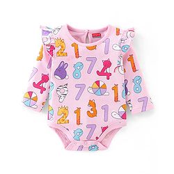 Babyhug 100% Cotton Full Sleeves Onesie Number Print - Pink