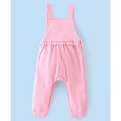 Babyhug 100% Cotton Knit Minnie Mouse Printed Dungaree with Full Sleeves Floral Printed Inner Tee - White & Pink