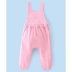 Babyhug 100% Cotton Knit Minnie Mouse Printed Dungaree with Full Sleeves Floral Printed Inner Tee - White & Pink
