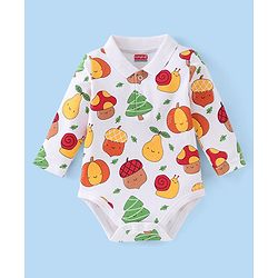 Babyhug 100% Cotton Knit Full Sleeves Onesies Fruity Print - White