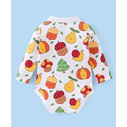 Babyhug 100% Cotton Knit Full Sleeves Onesies Fruity Print - White