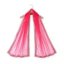 Babyhug Half Sleeve Tafetta Printed Choli with Lehenga  and Dupatta with Embroidery - Red