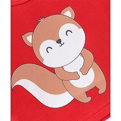 Babyhug 100% Cotton Knit Full Sleeves Onesie Stripes & Fox Print - Red