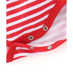Babyhug 100% Cotton Knit Full Sleeves Onesie Stripes & Fox Print - Red