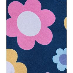 Babyhug 100% Cotton Full Sleeves Onesies With Floral Print - Navy Blue