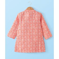 Babyhug Full Sleeves Brocade Kurta Pyjama Set - Orange