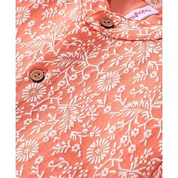 Babyhug Full Sleeves Brocade Kurta Pyjama Set - Orange