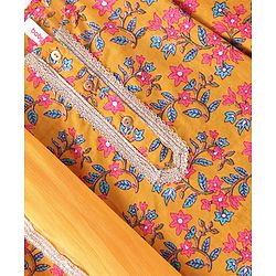 Babyhug 100% Cambric Full Sleeve All Over Printed Kurti Palazoa With Solid Chiffon Dupatta Set- Yellow
