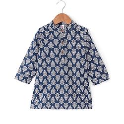 Babyhug 100% Cambric Tfull Sleeve Printed Kurta With Pyjama Set-Navy