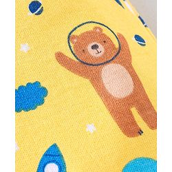 Babyhug Cotton Knit Full Sleeves Bear & Spaceship Printed Footed Sleep Suit - Yellow