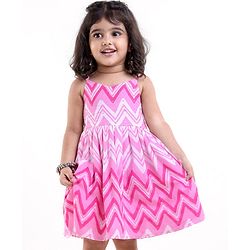 Babyhug Cotton Woven Sleeveless Ethnic Dress Chevron Printed -  Pink