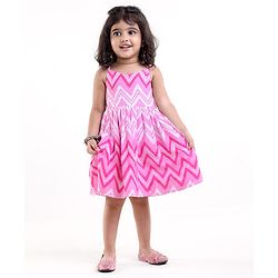 Babyhug Cotton Woven Sleeveless Ethnic Dress Chevron Printed -  Pink