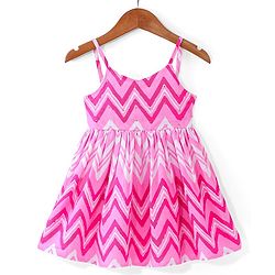 Babyhug Cotton Woven Sleeveless Ethnic Dress Chevron Printed -  Pink