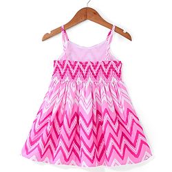 Babyhug Cotton Woven Sleeveless Ethnic Dress Chevron Printed -  Pink