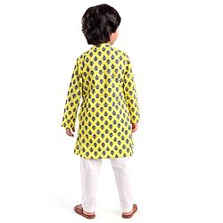 Babyhug 100% Cambric Full Sleeve Printed Kurta With Pyjama Set-Yellow