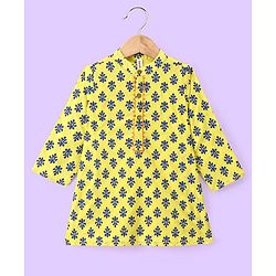 Babyhug 100% Cambric Full Sleeve Printed Kurta With Pyjama Set-Yellow