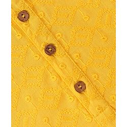 Babyhug 100%  Cotton Full Sleeves Schiffly Kurta Pyjama Set - Yellow