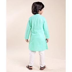 Babyhug Three Full Schiffly Embroidered Kurta With Pyjama Set-Aqua