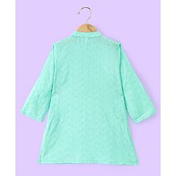 Babyhug Three Full Schiffly Embroidered Kurta With Pyjama Set-Aqua