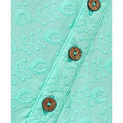 Babyhug Three Full Schiffly Embroidered Kurta With Pyjama Set-Aqua