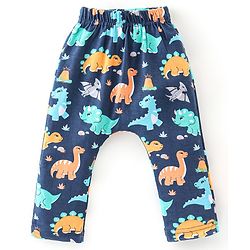 Babyhug Cotton Knit Full Length Striped & Dino Printed Diaper Pants Pack of 3 - Multicolour