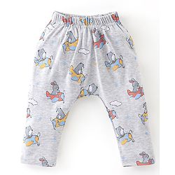 Babyhug Cotton Knit Full Length Striped & Bear Printed Diaper Pants Pack of 3 - Multicolour