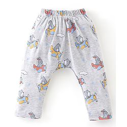 Babyhug Cotton Knit Full Length Striped & Bear Printed Diaper Pants Pack of 3 - Multicolour