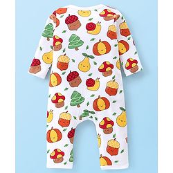 Babyhug 100% Cotton Knit Romper Fruits Print - White