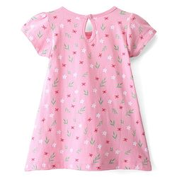 Babyhug 100% Cotton Knit Half Sleeves Frock Floral Print Pack of 2 - Pink