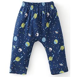 Babyhug Cotton Knit Full Length Diaper Pants Striped & Astronaut Print Pack Of 3 - Multicolour