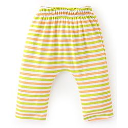 Babyhug Cotton Knit Full Length Diaper Pants Striped & Astronaut Print Pack Of 3 - Multicolour