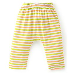 Babyhug Cotton Knit Full Length Diaper Pants Striped & Astronaut Print Pack Of 3 - Multicolour