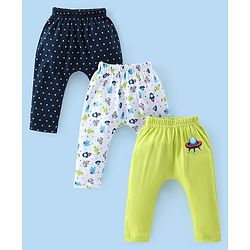 Babyhug Cotton Knit Full Length Robo & Stars Printed Diaper Pants Pack of 3 - Multicolour