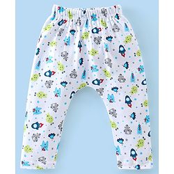 Babyhug Cotton Knit Full Length Robo & Stars Printed Diaper Pants Pack of 3 - Multicolour