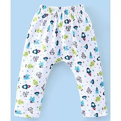Babyhug Cotton Knit Full Length Robo & Stars Printed Diaper Pants Pack of 3 - Multicolour