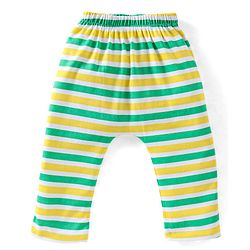 Babyhug Cotton Knit Full Length Diaper Pants Striped Pack Of 3 - Multicolour