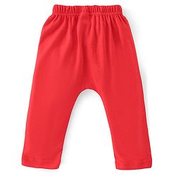 Babyhug Cotton Knit Full Length Diaper Pants Striped & Car Print Pack Of 3 - Red & White